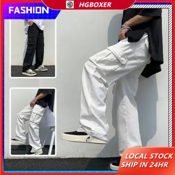 6 Pocket Black Cargo Pants Hip Hop Streetwear Jogger Elastic Waist