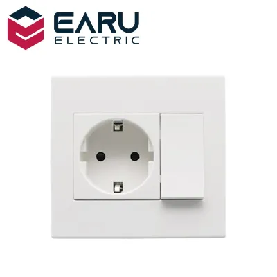 EU 16A Wall Socket Switch Light Rocker Switch Push Button Switch 1 Gang 1 Way On/Off 250V White Color Modular PC Panel 86*92mm Electrical Connectors