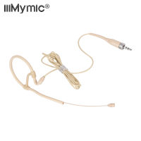 IiiMymic แจ็ค TRS Dikrofon 3.5มม. หูฟังแบบเกี่ยวหูเดี่ยวไมโครโฟนสวมศีรษะสีเบจสำหรับระบบ BodyPack ไร้สาย