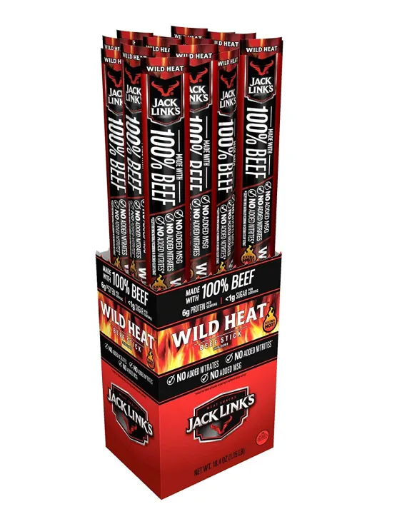 Jack Link's Wild Heat Beef Sticks Made with 100% Beef 0.92 Oz 20 Count ...