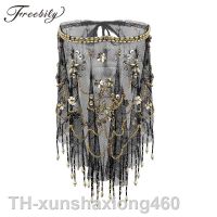 2023☏✽✇ Ladies Belly Costume Headwear Mesh See Through Sheer Face Veil Beads Tassels Accessory