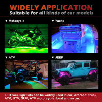 ลำแสงแบบไดนามิกรถ Underglow แสงแถบที่มีความยืดหยุ่น LED Underbody APP ระยะไกลอัตโนมัตินีออน RGB บรรยากาศการตกแต่งโคมไฟ