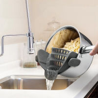 1pc silicone kitchen strainer clip pan drain Rack Bowl Funnel Rice Pasta Vegetable Washing Colander Draining Excess Liquid