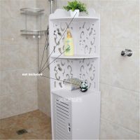 ✠✻☈ 1203030 Hollow Out Bathroom Storage Side Cabinet Floor Type Tissue Storage Rack Waterproof Toilet Vanity Cabinet No Punching