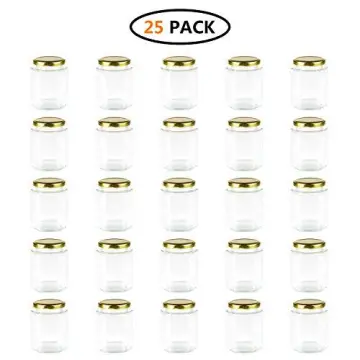 Encheng 5 oz Wide Mouth Mason Jars,Clear Glass Jars with Lids(Golden),Small  Spice Jars for Herb,Jelly,Jams,Wedding Favors,Shower Favors,Baby