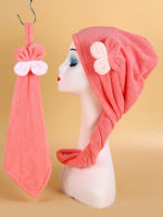 Cute Flower Dry Hair Cap Thickened Coral Plush Absorbent Adult Bathing Cap Female INS Princess Hat Dry Hair Scarf ZMGF