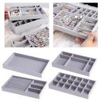 Velvet Jewelry Organizer Tray Case Stackable Jewellery Display Stand Ring Earring Necklace Drawer Storage Holder Jewelry Boxes