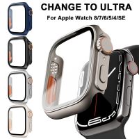 40/41/44/45 มม.ลักษณะอัพเกรด Ultra กรอบสำหรับ Apple Watch เปลี่ยนเป็น Ultra สำหรับ Apple นาฬิกา 8 7 6 5 4 SE กระจกนิรภัย-nxfnxfnxghnxgb