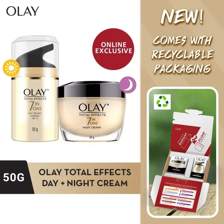 Olay Total Effects 7 Benefits Day Night Moisturizer Cream Bundle Set ...