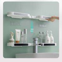 180° Bathroom Revolving Rack Wall-mounted Drain Soap Rack Punch-free Rack Storage Rack Foldable Bathroom Organizer