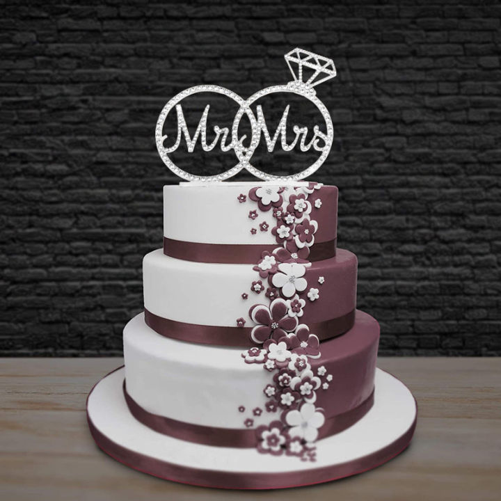 mr-amp-mrs-cake-topper-for-wedding-anniversary-rings-crystal-rhinestone-party-decoration-gold-silver-wedding-cake-topper