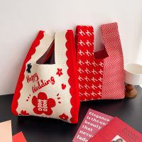 Simple Bag Vest Bag Tote Bag Colorful Bag Simple Colorful Bag Handheld Red Bag Cute Bucket Tote Korean Bag