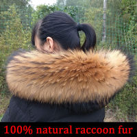 Cllikko 100 Real Fur Collar For Parkas Coats luxury Warm Natural Raccoon Scarf Women Large Fur Collar Scarves Male Jackets coat