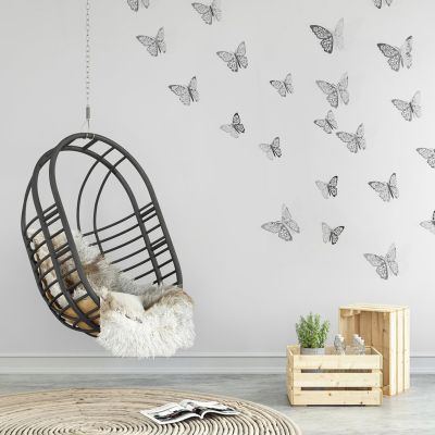 【CC】♠☇✎  12pcs/set Wall Stickers Hollow Paper Wedding Birthday Room Baby Shower Supplie