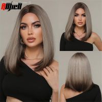 Blonde Brown Ombre Synthetic Wigs Medium Length Straight Cosplay Wig Hair for Women Middle Part Wigs Daily Use Heat Resistant [ Hot sell ] Toy Center 2