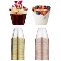 【CW】♦  50Pcs Gold Plastic Disposable Birthday Wedding Reception Banquet 9oz 250ml Accessories Cup Set