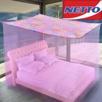 มุ้ง NETTO หลังคาลายดอกไม้ ขนาด 9 ฟุต (สีชมพู)