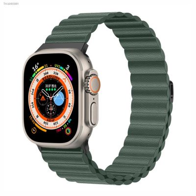 ♈ Magnetic Leather Loop For Apple Watch Ultra Band 49mm 44mm 40mm 41mm 42mm 38mm 45 mm correa iwatch series 7 SE 6 3 8 strap 45mm