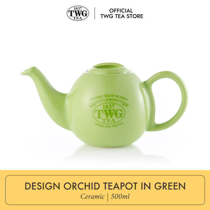 TWG Tea Design Orchid Teapot in Ceramic in Green,500ml Lazada.co.th