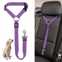 Dogs Harness 2 in 1 Solid Color Pet Car Seat Belt Nylon Lead Leash Backseat Safety Belt Adjustable Collar Pet Accessories Collars