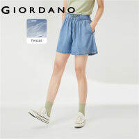 Giordano ผู้หญิง กางเกงยีนส์ขาสั้นล้างน้ำขากว้างสายกึ่งยางยืด Free Shipping 18402201