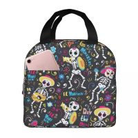 ▦۩卐 Day Of The Dead Lunch Bag Waterproof Insulated Canvas Cooler Sugar Skull Thermal Picnic Travel Lunch Box for Women Children