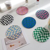 [HOT ZEXKLIOALQAQ 529] Retro Cup Coasters ถ้วยกาแฟอะคริลิค Pad ฉนวนกันความร้อน Tea Coaster Checkerboard Placemat แก้วกันลื่น Pad ผู้ถือ