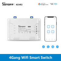 ITEAD SONOFF 4CHR3 WiFi Smart Switch 4Gang 3 โหมดการทำงานสวิตช์ไฟอัจฉริยะสำหรับ DIY Smart Home, EWeLink APP Control อิสระ/ควบคุมร่วมกัน 4 อุปกรณ์, Alexa Google Home Voice Control