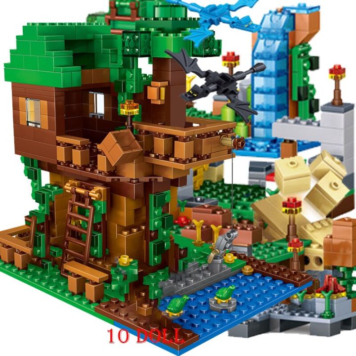 1208pcs-building-blocks-for-compatible-minecraftinglys-village-warhorse-city-tree-house-waterfall-educational-toys-for-childrens