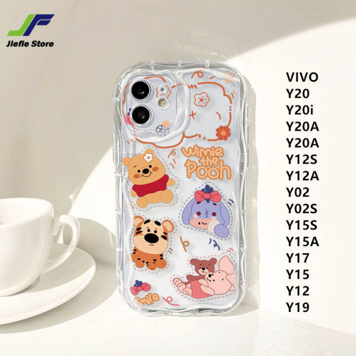 เคสโทรศัพท์มือถือชุดหมีและหมูน่ารักของ-jiefie-สำหรับ-vivo-y20-y20i-y20a-y20a-y12s-y12a-y02-y02s-y15s-y15a-y17-y15-y12-y19ออกแบบเป็นคลื่นเคสป้องกันการกระแทกพิเศษ