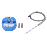 1Pcs RTD PT100 Temperature Transmitter DC24V Minus 50 - 100 Degree Output 0-10V &amp; 1Pcs Steel Temperature Probe Pt100 RTD Sensor Cable 2M 98 Mm 3 Wires -50 - 400 Celsius