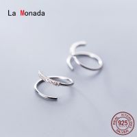 [Han ornaments] La Monada Hoop ต่างหูสำหรับผู้หญิงเงิน925 Minimalist Wave ต่างหูผู้หญิงเครื่องประดับ Hoop ต่างหู925เงินสเตอร์ลิง