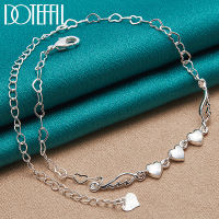 DOTEFFIL 925 Sterling Silver Full Heart Chain Bracelet For Woman Charm Wedding Engagement Party Fashion Jewelry