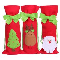 3PCS Set Christmas Bag Christmas Gift Bag Felt with Christmas Theme Christmas Tree and Reindeer