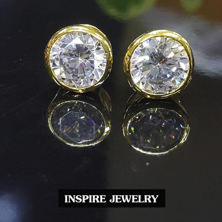 inspire-jewelry-ต่างหูฝังเพชรสวิส-งานเพชร-cz-แท้-ราคาเบาๆ-เพชรวิ้งเจิดจรัสที่สุดในสามโลก-หุ้มทองแท้-100-or-gold-plated-งานจิวเวลลี่-ฝังล็อค