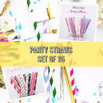 Red and Green Striped 25pc Paper Straws