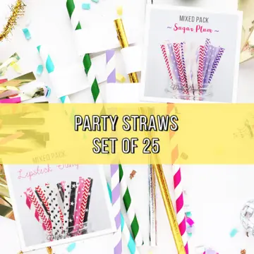 Green Bamboo Pattern 25pc Paper Straws