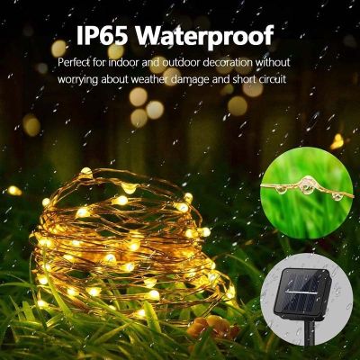 Solar Fairy String Light 340LED Outdoor Garden Decoration Garland Waterproof 8Modes Copper Wire Light For Christmas Street Patio