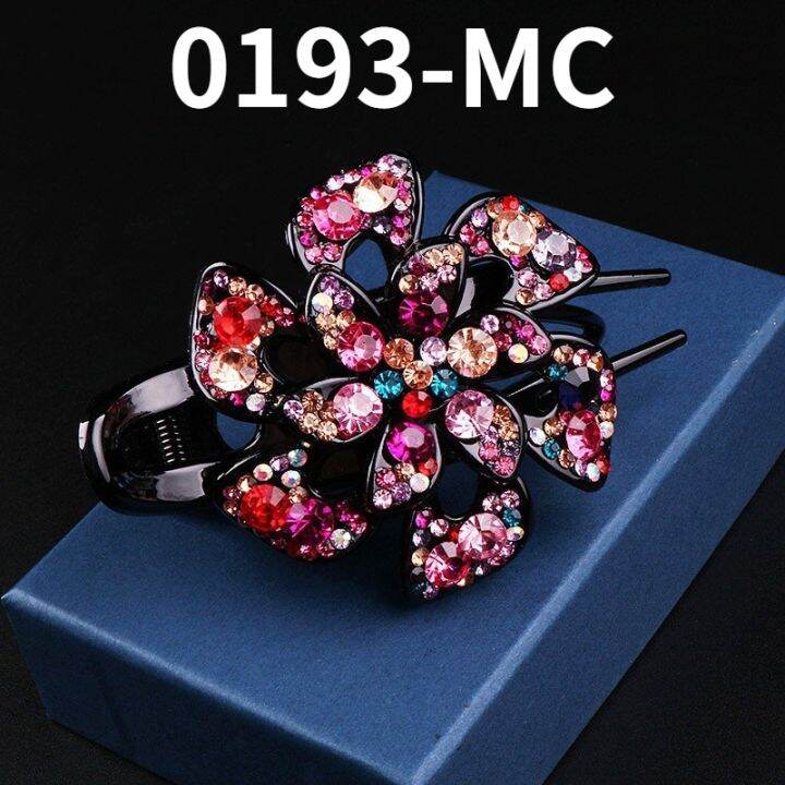 south-koreas-new-exquisite-rhinestone-flower-three-tooth-duckbill-clip-fashion-simple-hair-accessories