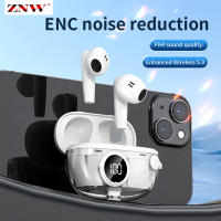 ZNW ENC Call Noise Reduction Bluetooth Earphones 9D Surround Sound Wireless Earphone Built In HD Mic In Ear Headphones Upgrade Bluetooth5.3 Waterproof &amp; Sweatproof Headphone Low Latency Gaming Headset TPYE-C Fast Charge Earbuds