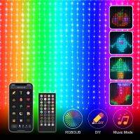 Caldwelllj New Generation DIY LED Curtain Lights Steady Lit APP Remote Control Pattern Cartoon Text For Window Festival Wedding Decoration