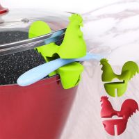 Pot Clips Funny Rooster Shaped Silicone Pot Side Clip Anti-scalding Spoon Rest Holder Tools Support Rack Kitchen Cooking Tools