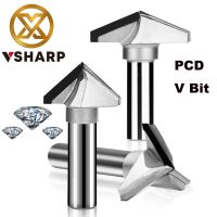 Vsharp 1pc 1/2－Shank Diamond CVD Coating V Type Router Bit สําหรับไม้ End Mill เครื่องตัดไม้ PCD Milling Cutter CNC Bits