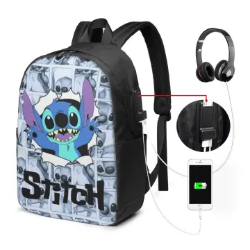 Disney Lilo & Stitch Backpack 17 with Laptop Compartment for School,  Travel, and Work Black