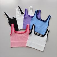 Seamless Sling Sleeveless Sports Vest Women Crop Fitness Tight Fast-dry Training Back Yoga Dress Top Outwear Clothing