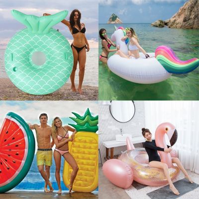 ROOXIN Unicorn Inflatable Floating Swimming Ring Mattress Water Float Sea lounge Bed Recliner For Adults Kids Pool Party Toys
