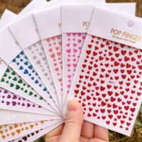 【LZ】 3D nail art sticker glitter powder effect Valentines Day heart design black red silver white nail art strip for lovers WG117