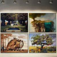 Surrealism Jacek Yerka สไตล์โปสเตอร์ห้องสมุด Fantasy Tree ที่มีสีสันบทคัดย่อ Art ภาพวาดผ้าใบพิมพ์ Wall Home Decor