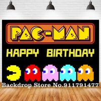 [HOT MAKXJWIGO 542] Pac-Man กินผลไม้เกมพรรคฉากหลังทารกแรกเกิดเด็กเด็กวันเกิดสีดำเขาวงกตแบบคณะกรรมการการถ่ายภาพพื้นหลังไวนิล