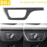 For Audi Q5 Q5L FY 2018-up Accessories Carbon Fiber Interior Auto Headlight Switch Panel Trim Sticker